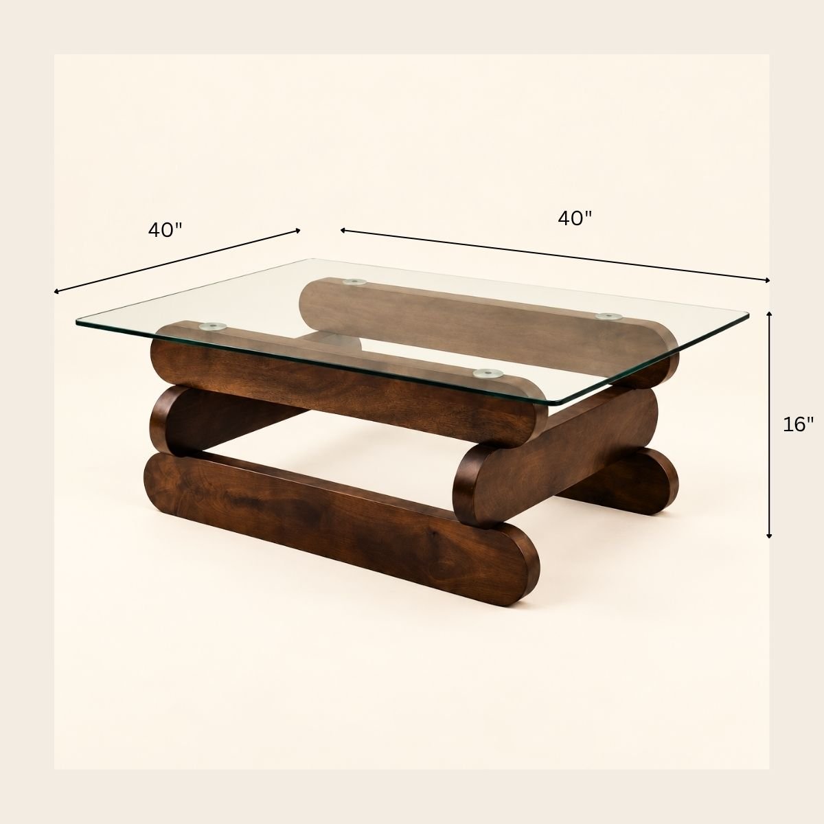 Kaira Glass Top Solid Wood Center Table - Centre Tables - Gharaana