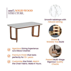 Leila Marble-Top Wooden Dining Table Set - Dining Set - Gharaana