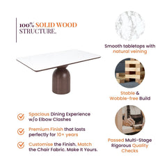 Adhira Marble-Top Wooden Dining Table Set - Dining Set - Gharaana