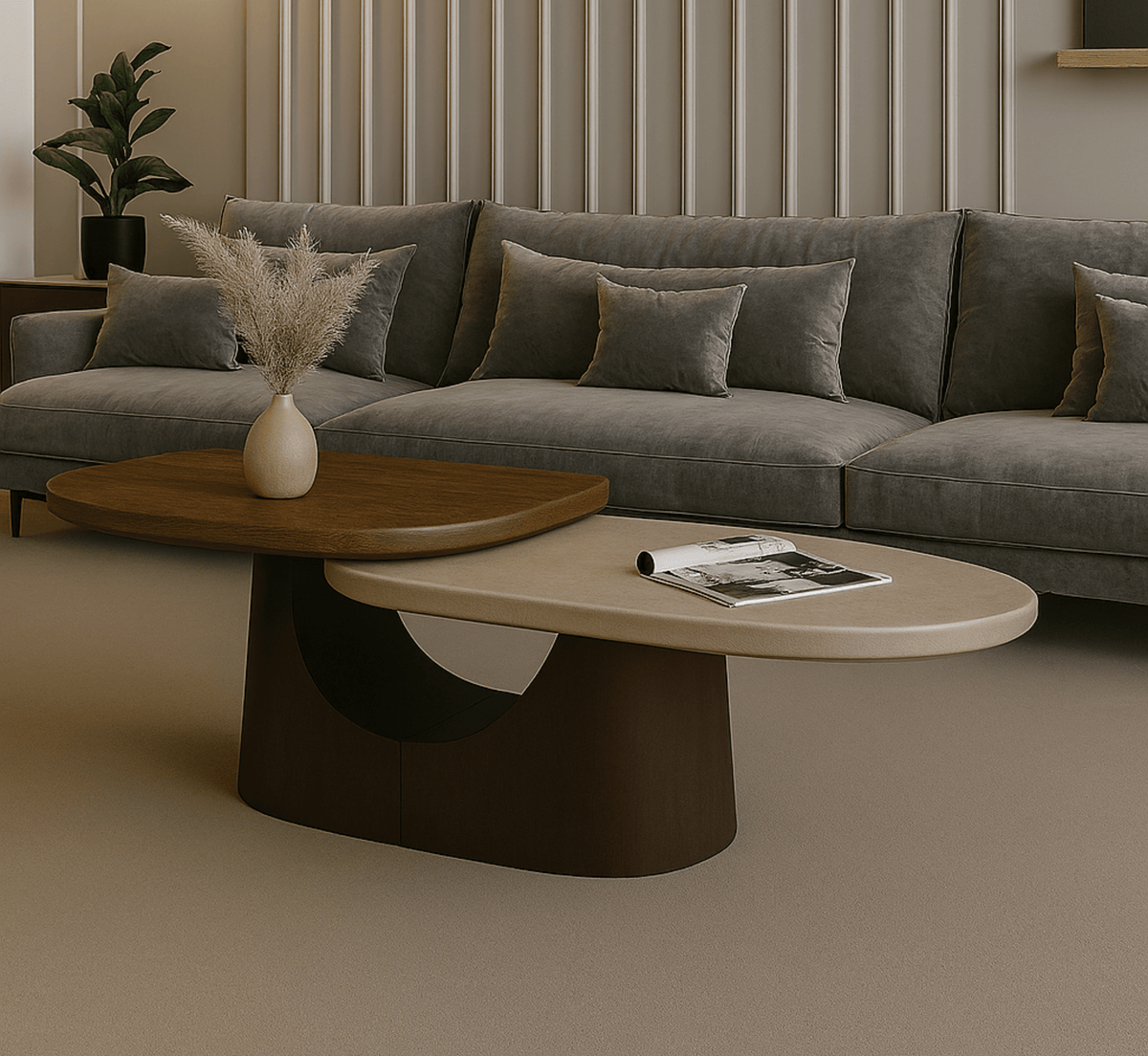 Bruno Wooden 3-Tier Centre Table