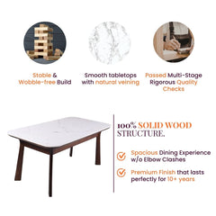 Panache Marble-Top Wooden Dining Table Set - Dining Set - Gharaana