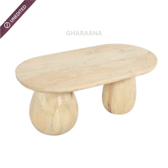Akira Oval top Solid Wood Center Table - Centre Tables - Gharaana