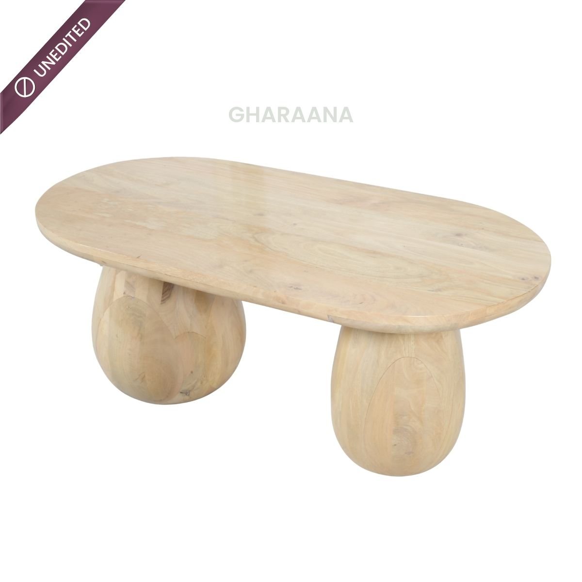 Akira Oval top Solid Wood Center Table - Centre Tables - Gharaana