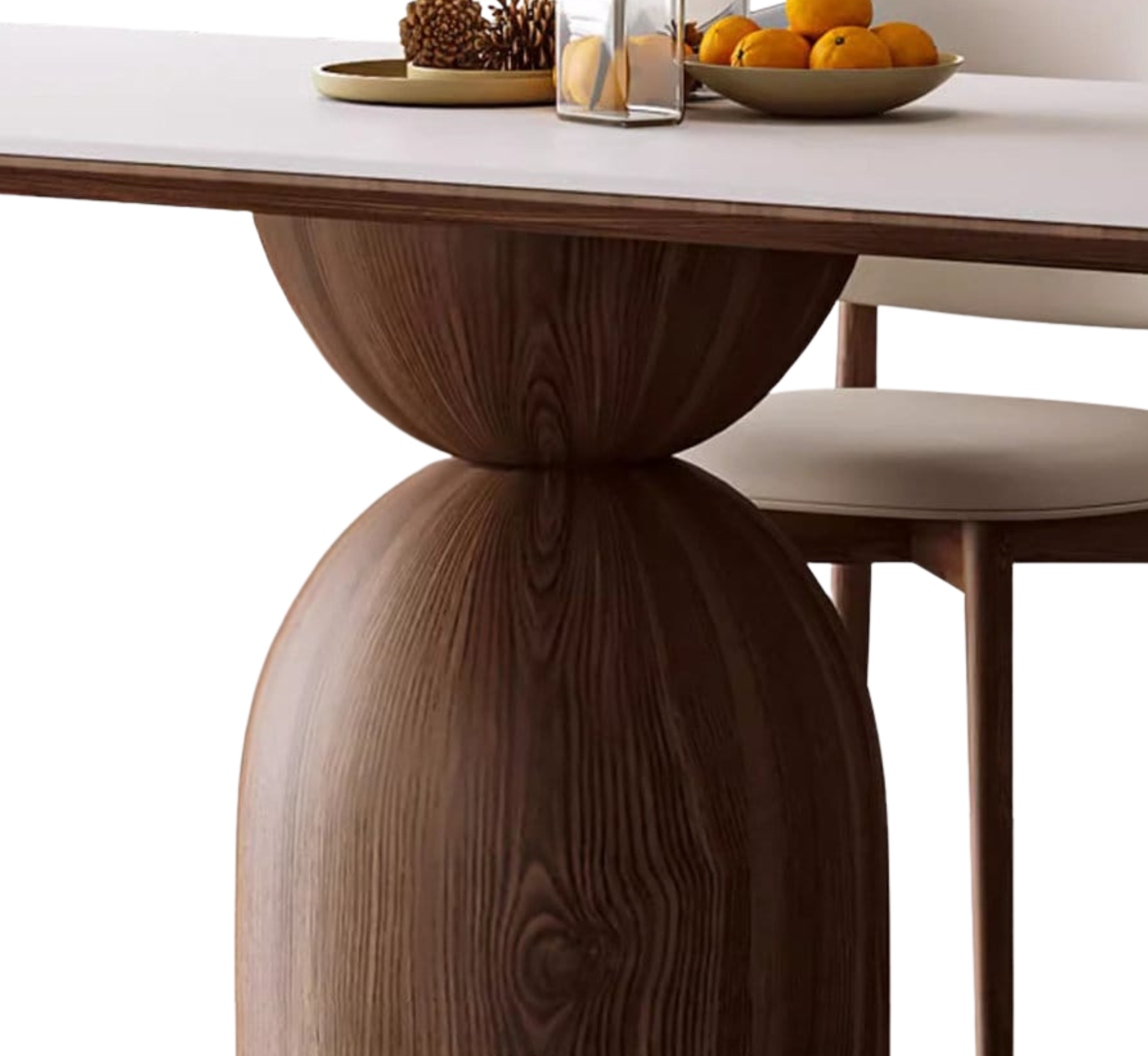 Adhira Marble-Top Wooden Dining Table Set