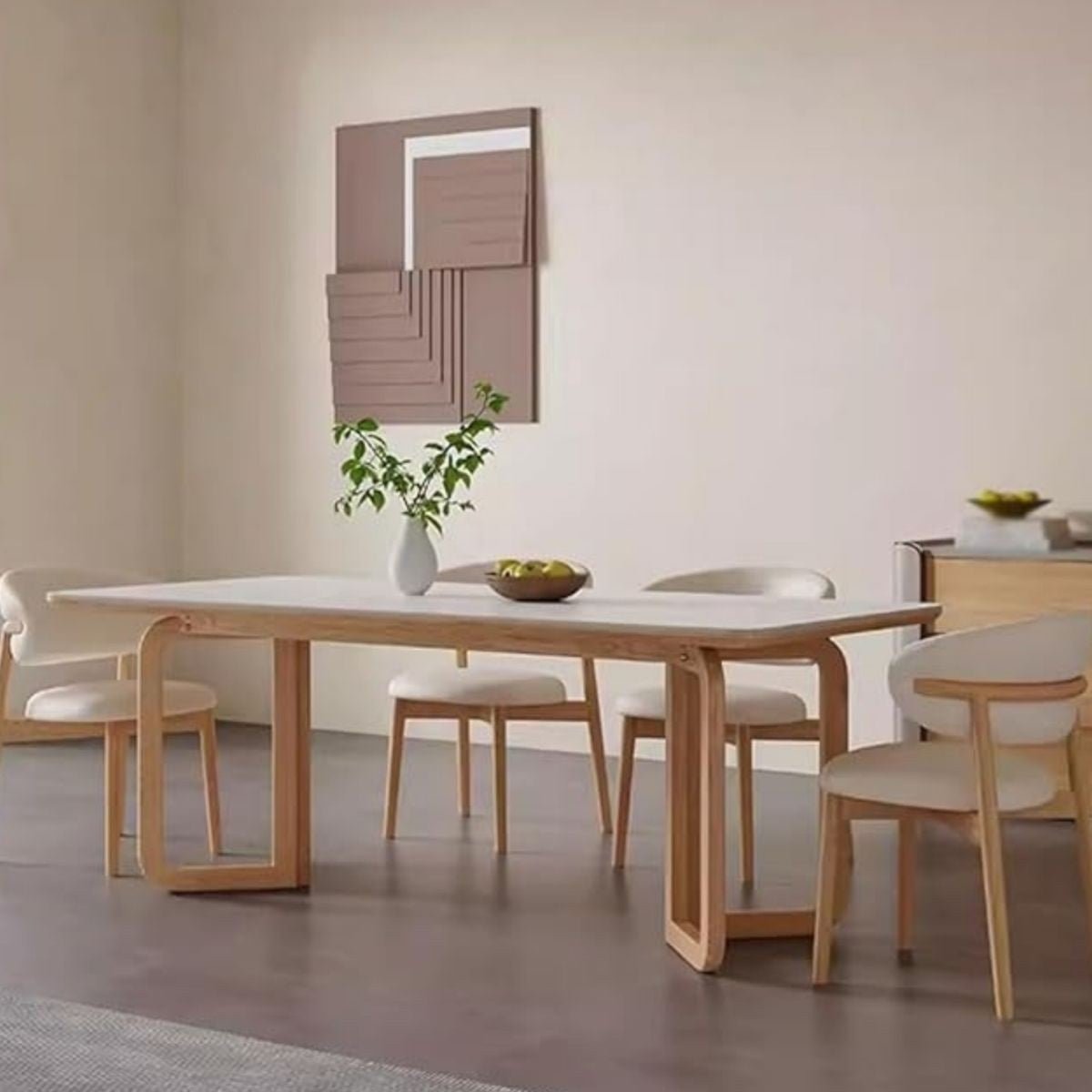 Leila Marble - Top Wooden Dining Table Set - Dining Set - Gharaana