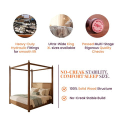 Dawn 100% Solid Wood Poster Queen Bed - Beds - Gharaana