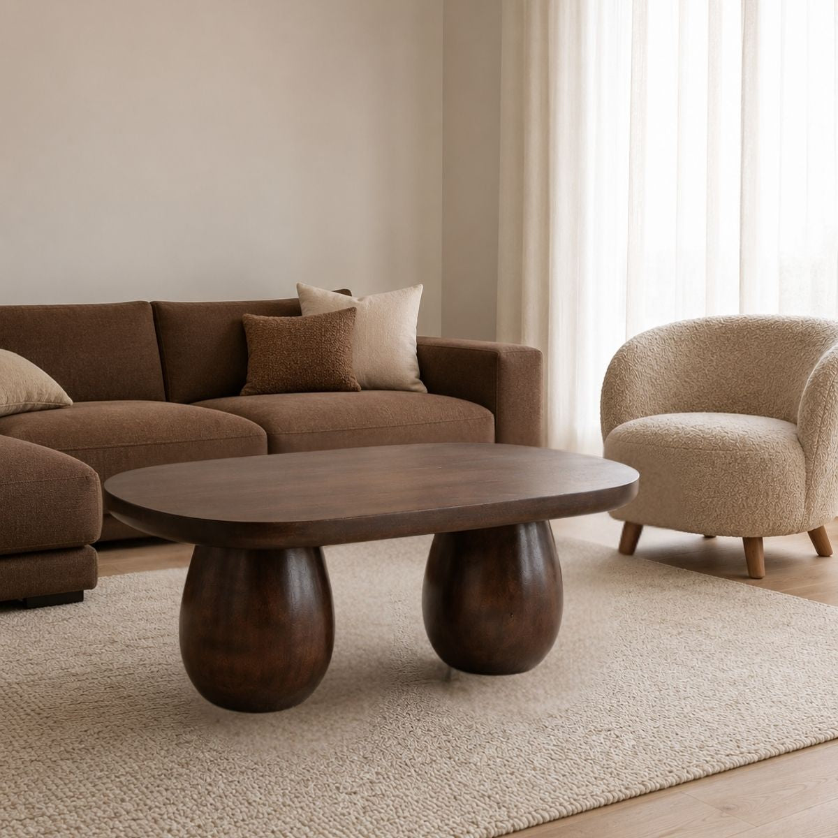 Akira Oval top Solid Wood Center Table - Centre Tables - Gharaana
