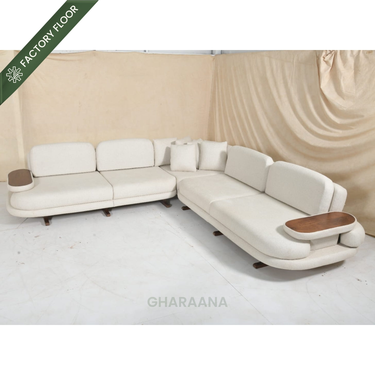 Monarch Wooden Upholstered L-Shaped Sofa Set (Left Aligment)