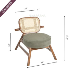 Abby Wooden Plush Armchair - Armchairs - Gharaana
