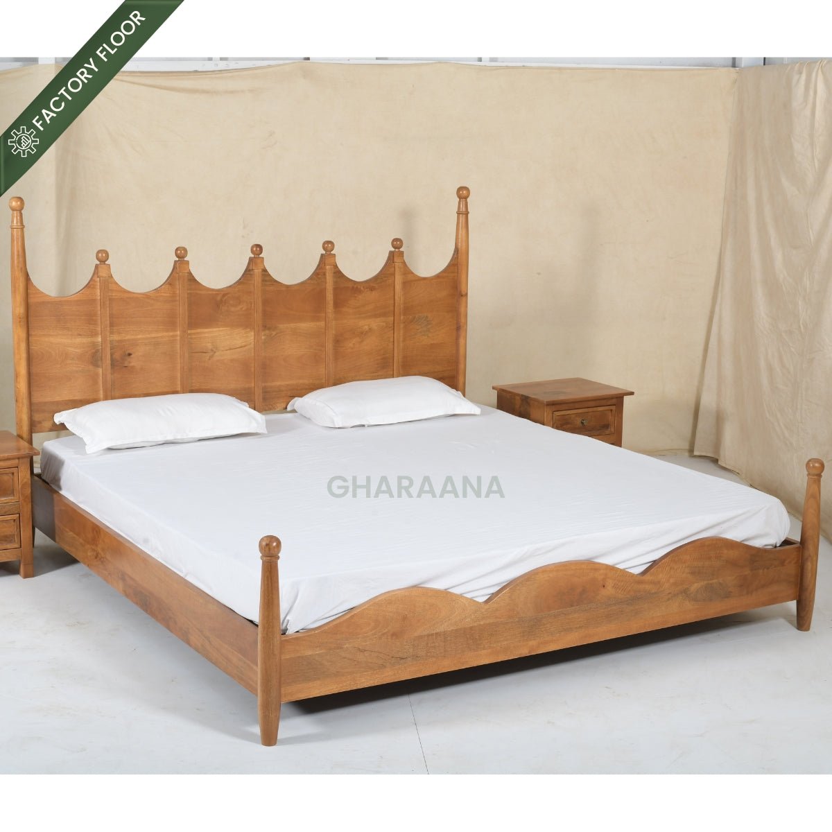 Lavanya 100% Solid Wood Bed - Beds - Gharaana
