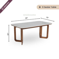 Leila Marble - Top Wooden Dining Table Set - Dining Set - Gharaana