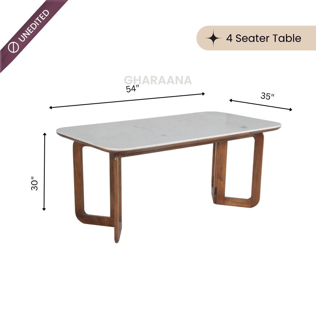 Leila Marble - Top Wooden Dining Table Set - Dining Set - Gharaana