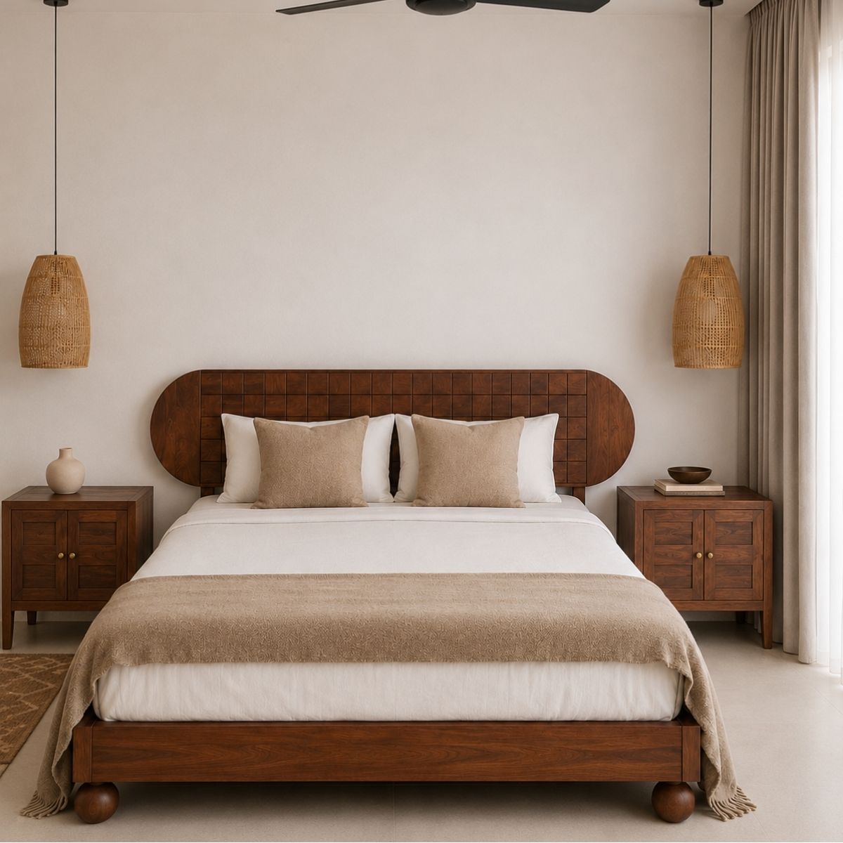 Isha 100% Solid Wood Bed - Beds - Gharaana