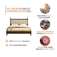 Sevilla 100% Solid Wood Upholstered Bed - Beds - Gharaana