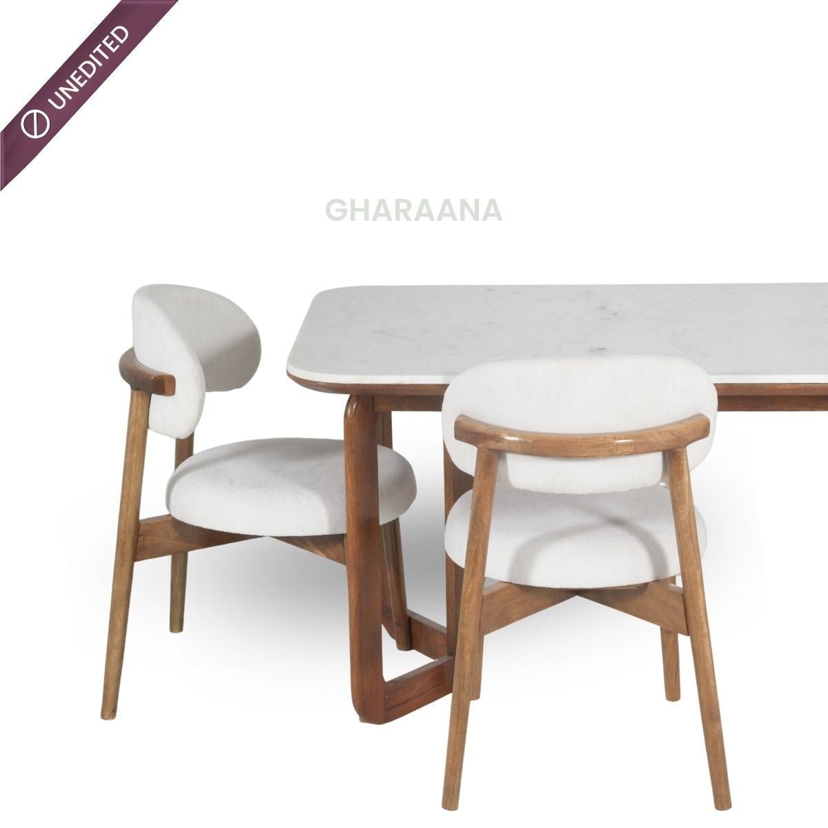 Leila Marble - Top Wooden Dining Table Set - Dining Set - Gharaana