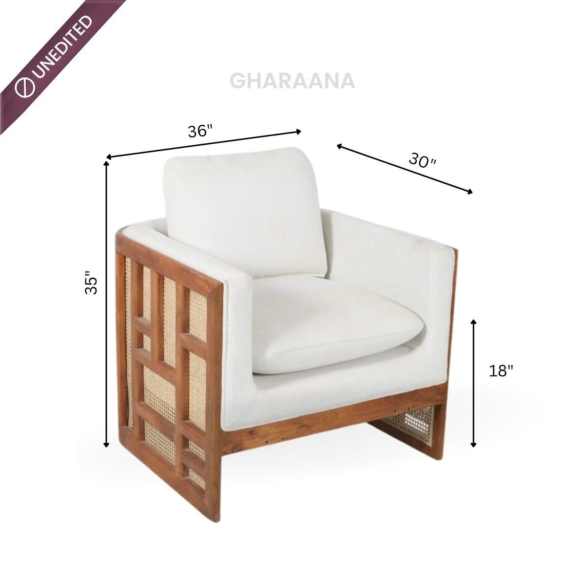 Veda Armchair with Vaayu Side Table Combo (Set of 2) - Armchairs - Gharaana