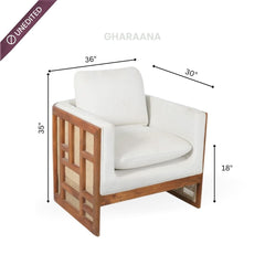 Veda Armchair with Vaayu Side Table Combo (Set of 2) - Armchairs - Gharaana