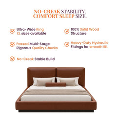 Plum 100% Solid Wood Leatherette Bed