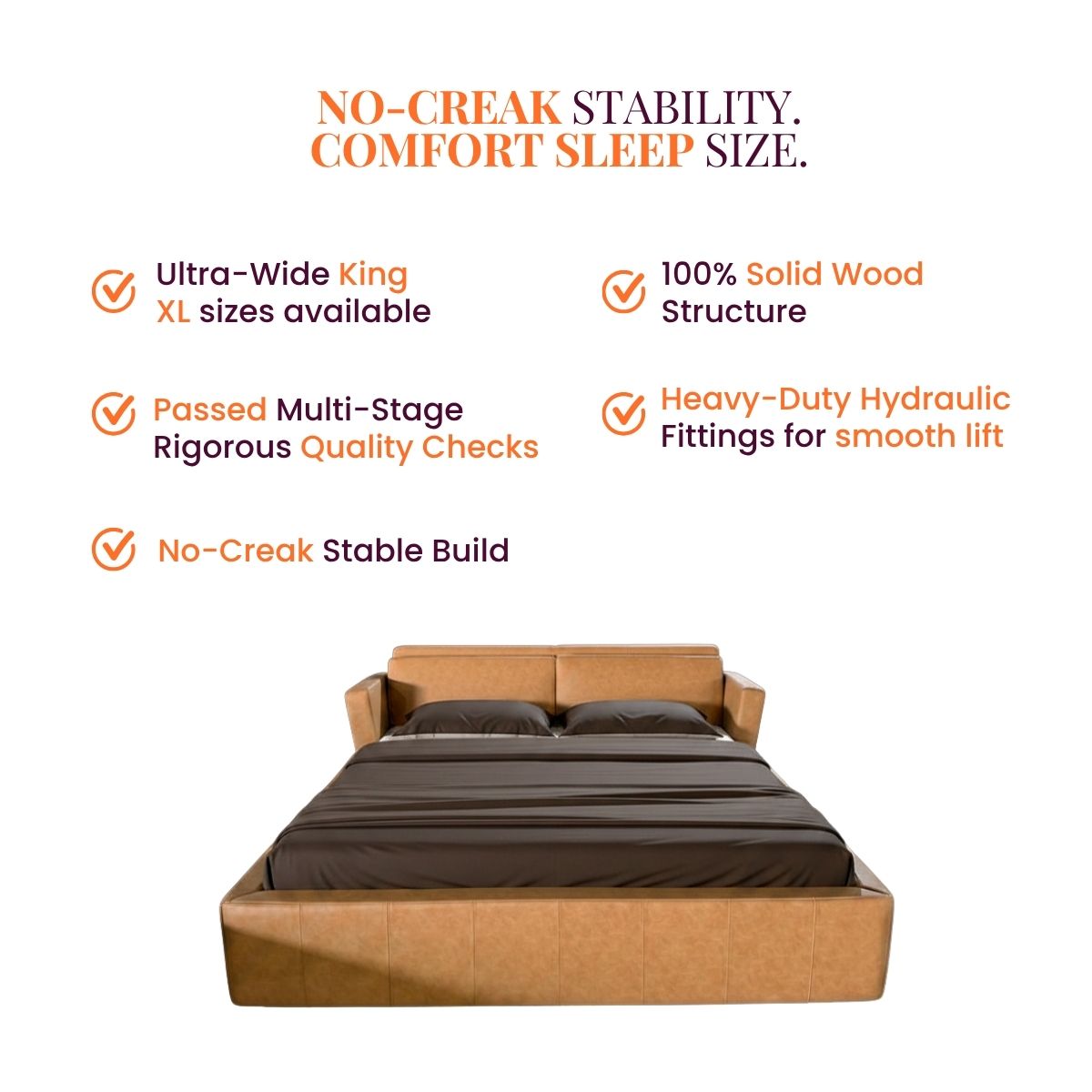 Harvey 100% Solid Wood Leatherette Bed