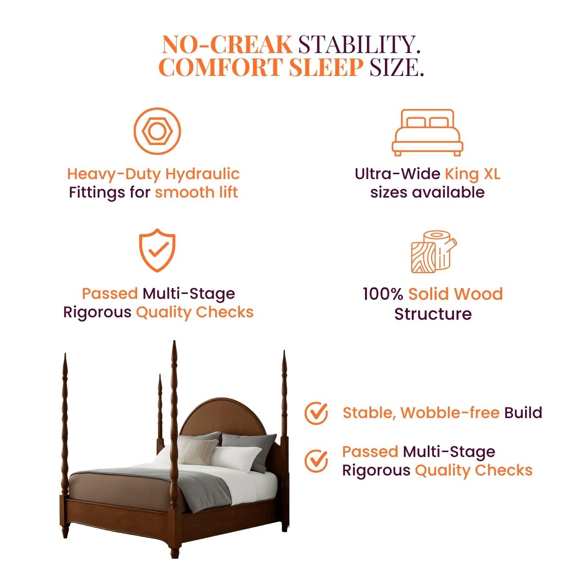 Anaya 100% Solid Wood Poster Bed