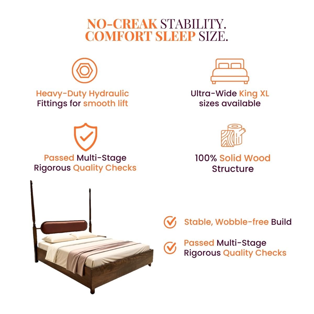 Aqua 100% Solid Wood Bed - Beds - Gharaana