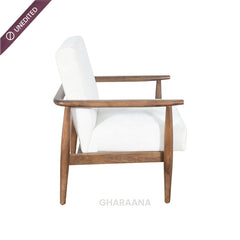 Kiyan Wooden Plush Armchair - Armchairs - Gharaana
