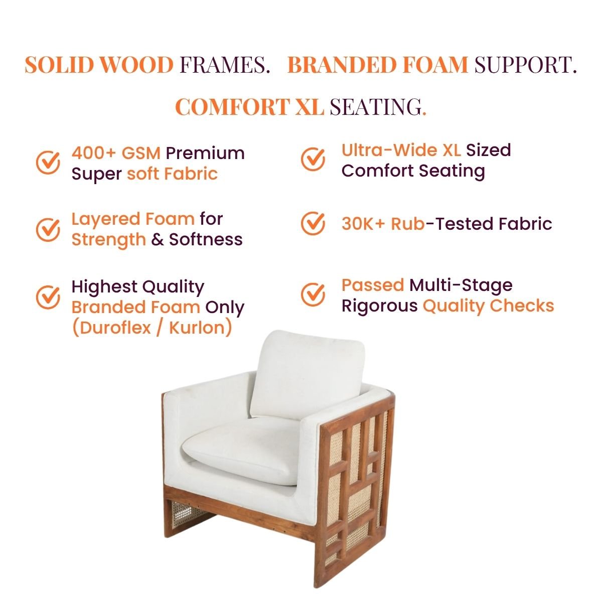 Veda Wooden Upholstered Armchair - Armchairs - Gharaana
