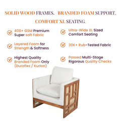 Veda Wooden Upholstered Armchair - Armchairs - Gharaana