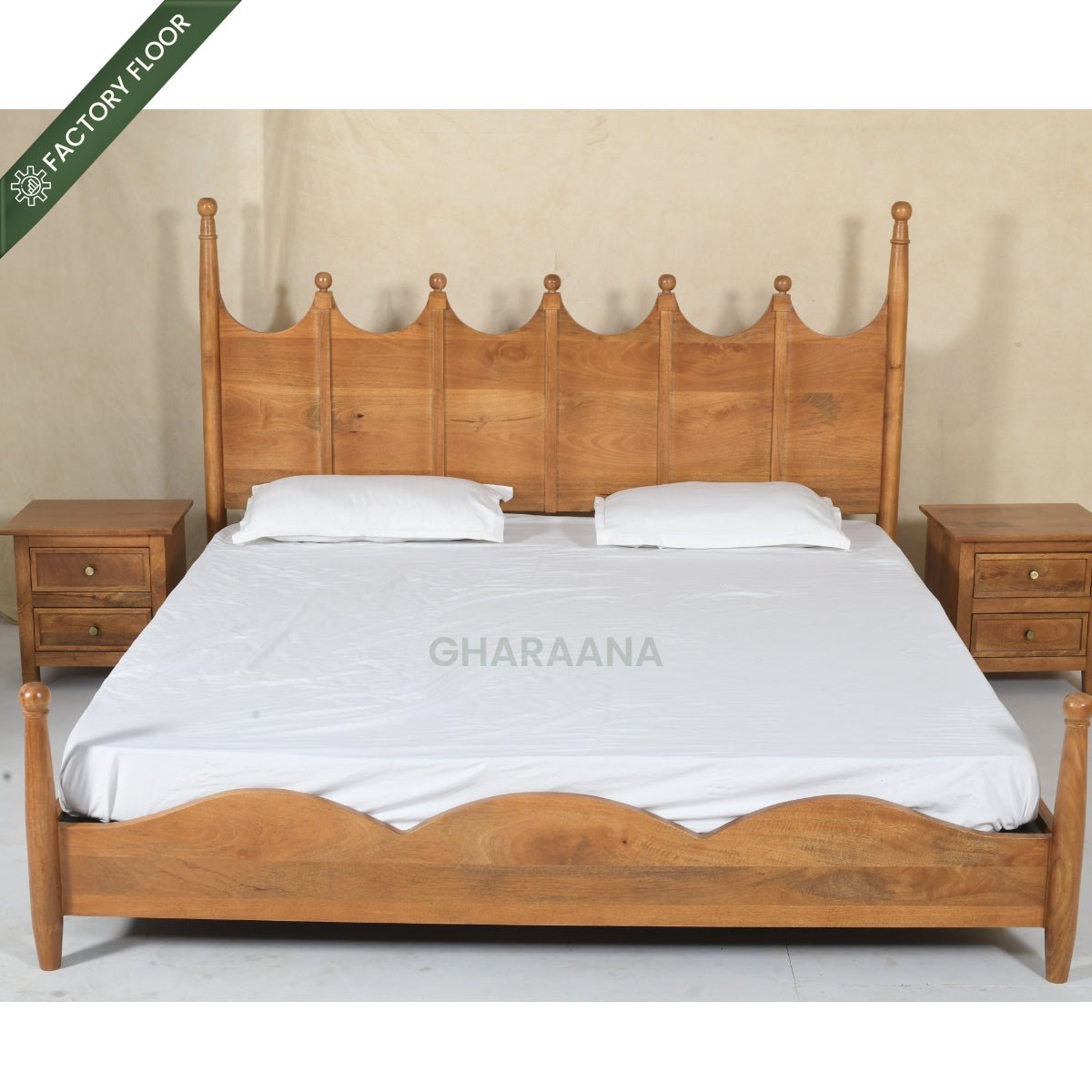 Lavanya 100% Solid Wood Bed - Beds - Gharaana