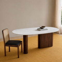 Lok Marble - Top Wooden Dining Table Set - Dining Set - Gharaana