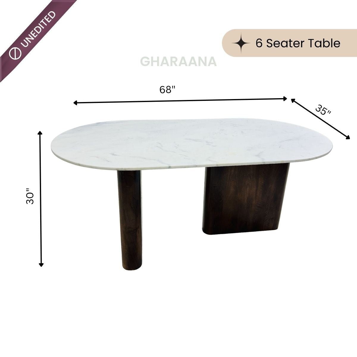 Lok Marble - Top Wooden Dining Table Set - Dining Set - Gharaana
