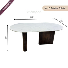 Lok Marble - Top Wooden Dining Table Set - Dining Set - Gharaana