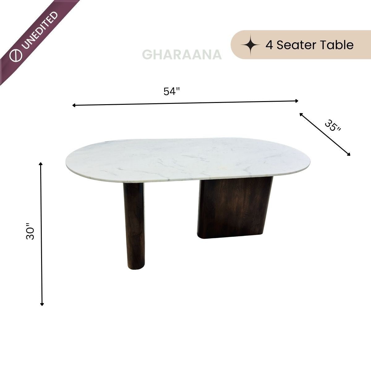 Lok Marble - Top Wooden Dining Table Set - Dining Set - Gharaana