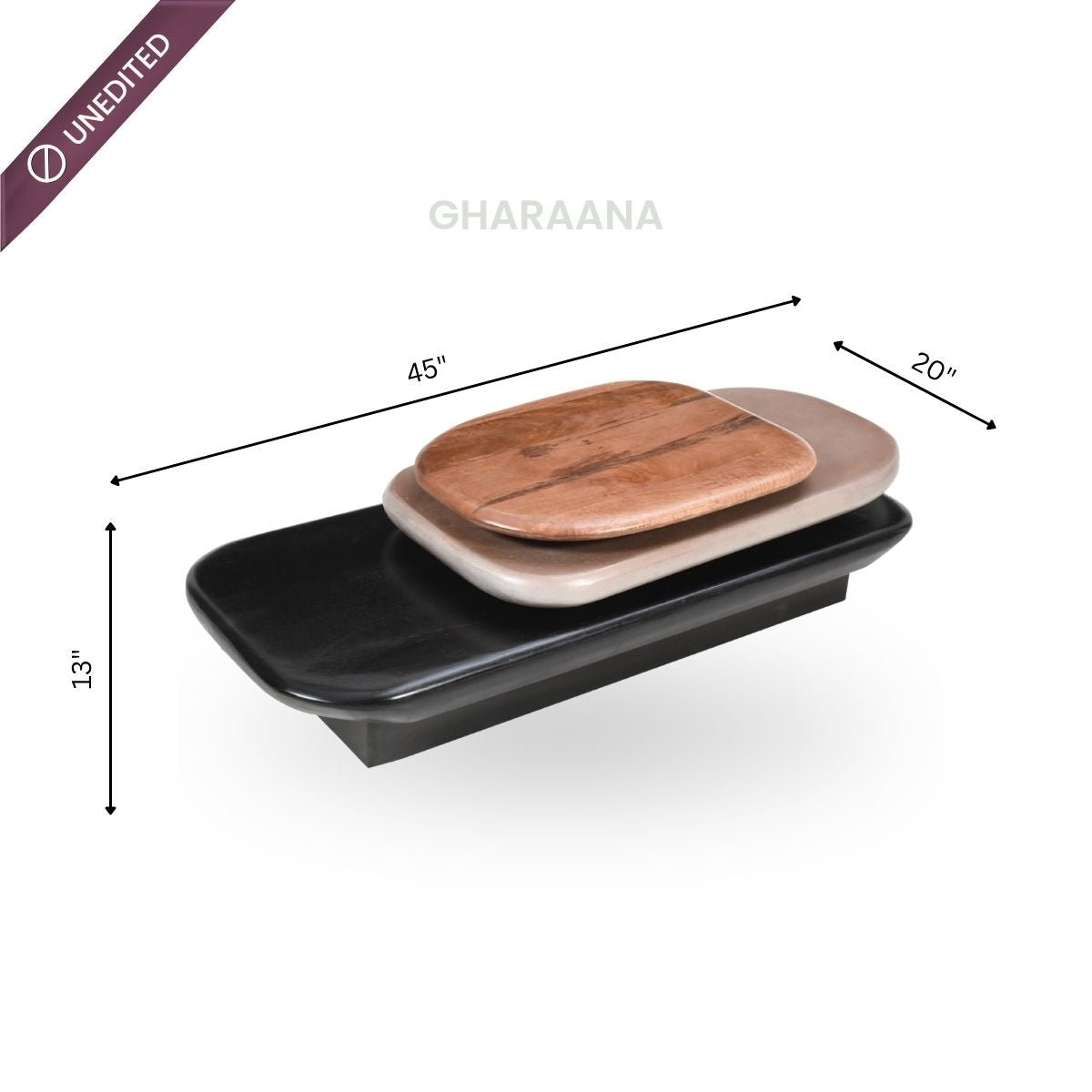 Pebble Rotating 3 - Tier Solid Wood Centre Table - Centre Tables - Gharaana