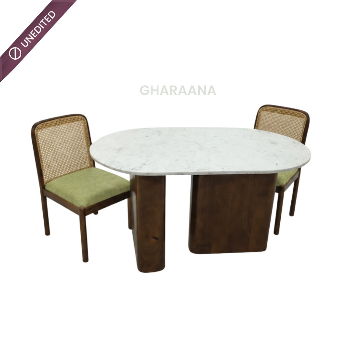 Lok Marble-Top Wooden Dining Table Set - Dining Set - Gharaana