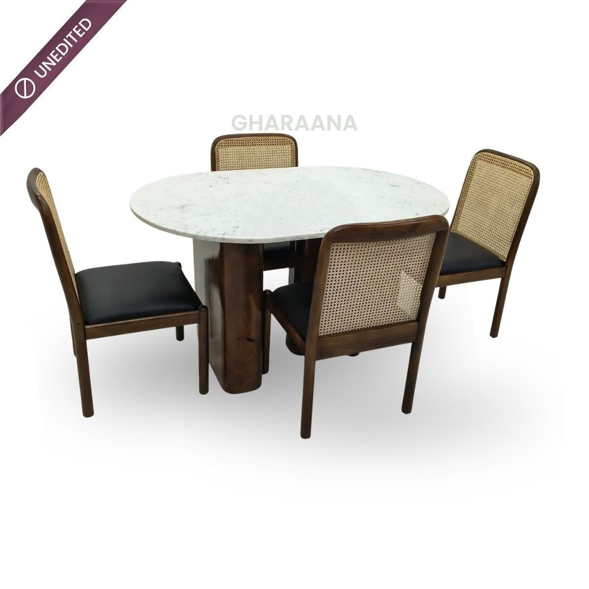Lok Marble - Top Wooden Dining Table Set - Dining Set - Gharaana