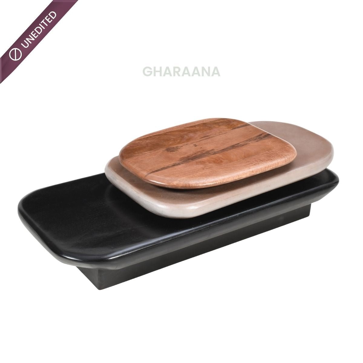 Pebble Rotating 3 - Tier Solid Wood Centre Table - Centre Tables - Gharaana