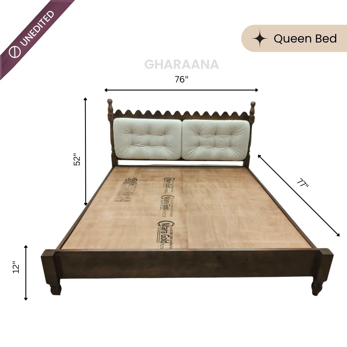 Sevilla 100% Solid Wood Upholstered Bed - Beds - Gharaana