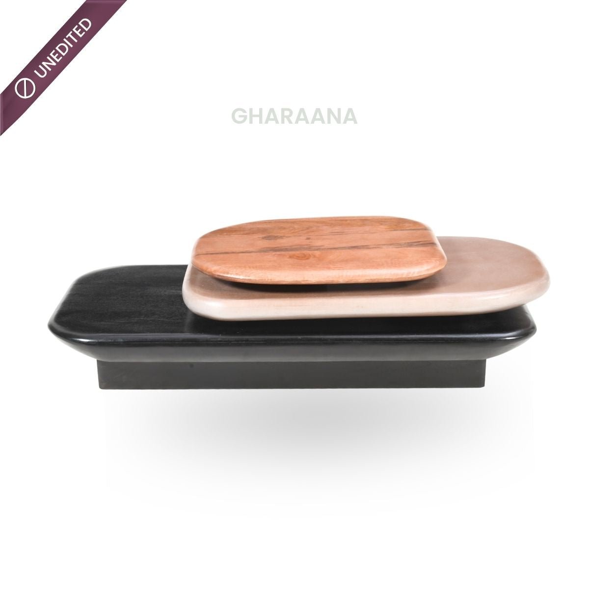 Pebble Rotating 3 - Tier Solid Wood Centre Table - Centre Tables - Gharaana