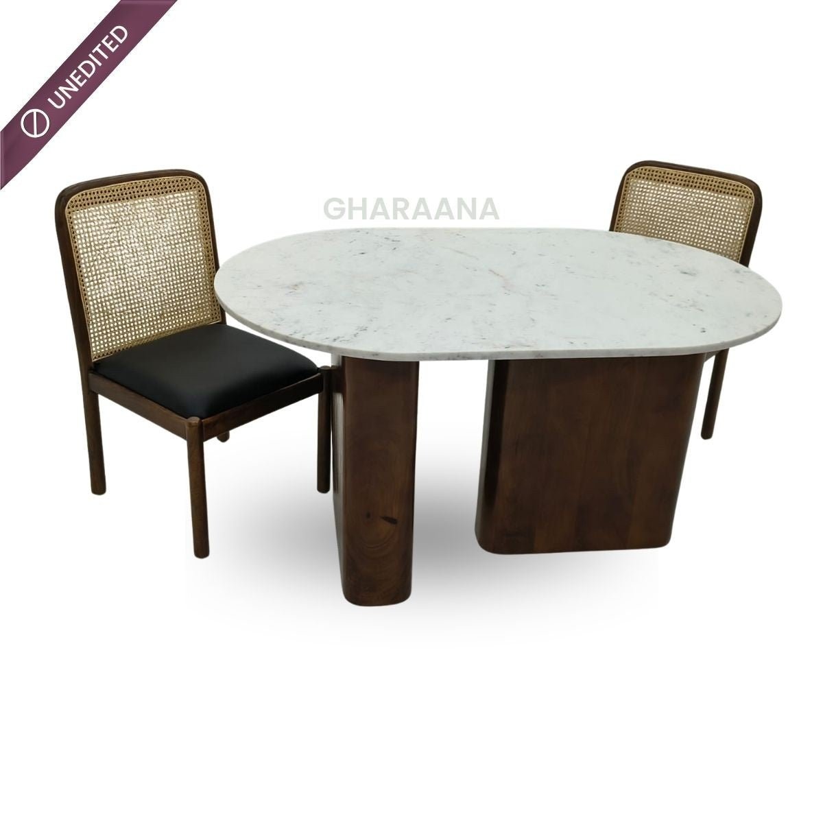 Lok Marble - Top Wooden Dining Table Set - Dining Set - Gharaana