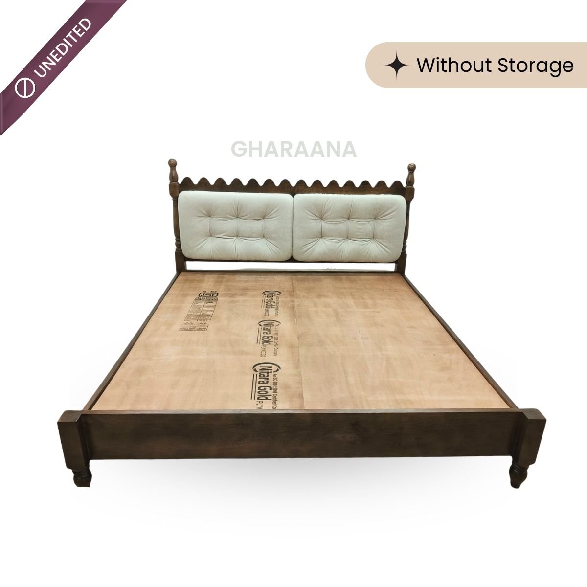 Sevilla 100% Solid Wood Upholstered Bed - Beds - Gharaana