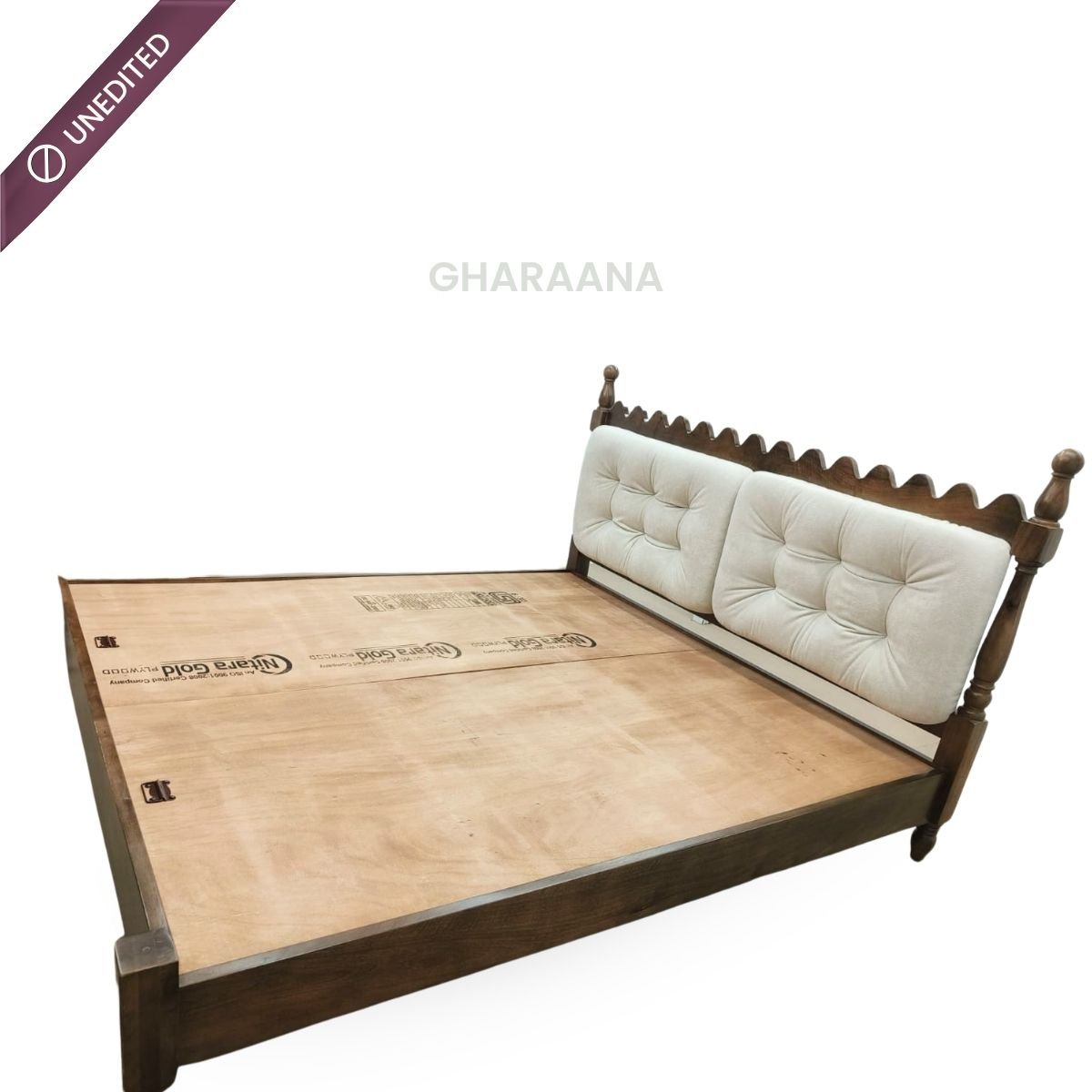 Sevilla 100% Solid Wood Upholstered Bed - Beds - Gharaana