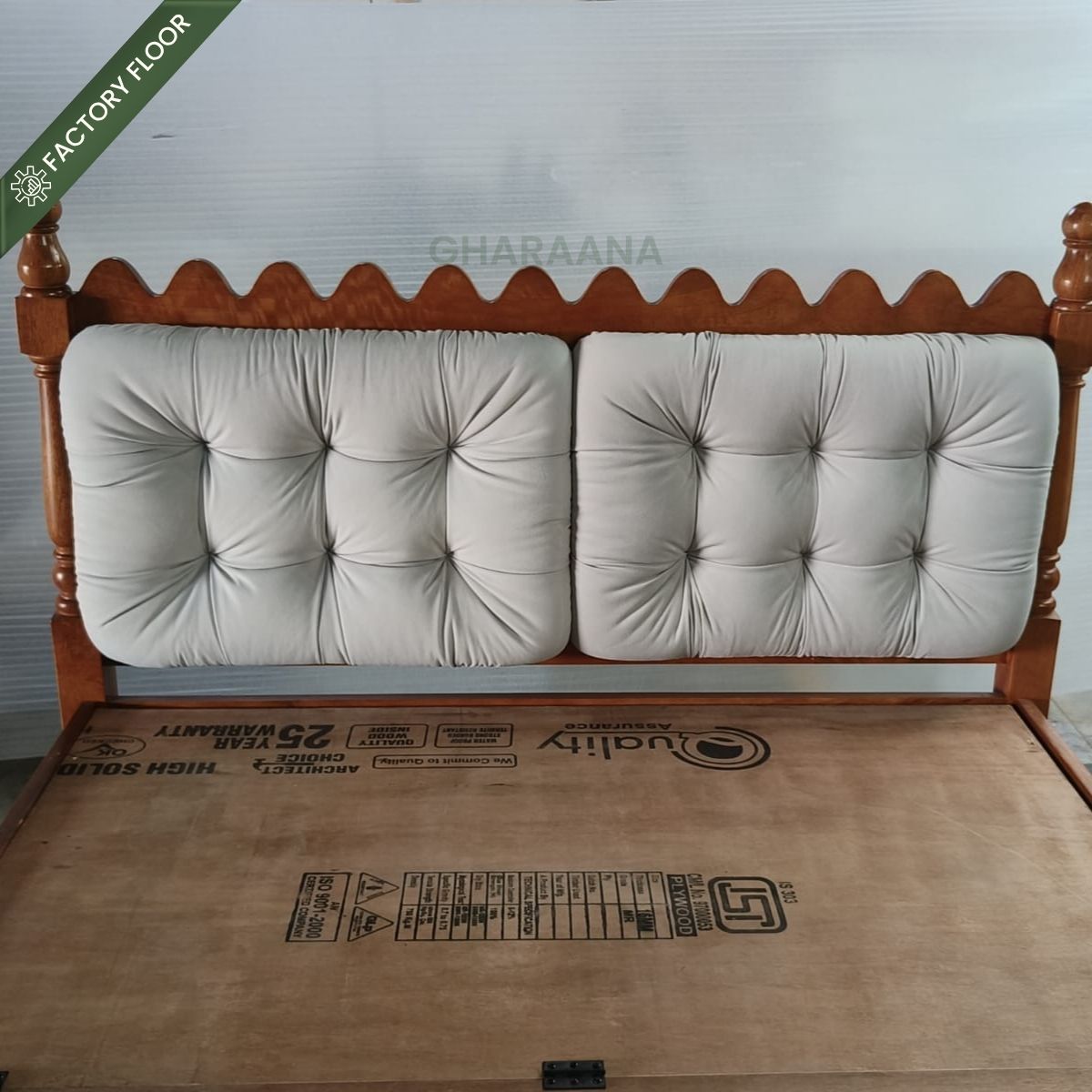 Sevilla 100% Solid Wood Upholstered Bed - Beds - Gharaana