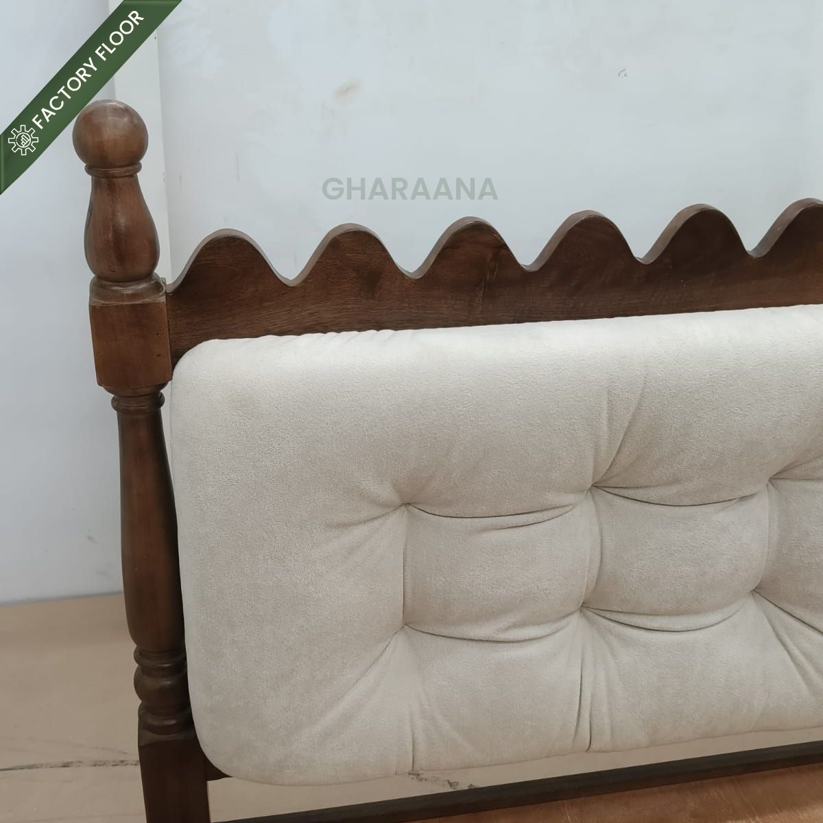Sevilla 100% Solid Wood Upholstered Bed - Beds - Gharaana