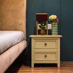 Kavya Wooden Bedside Table - Bedsides - Gharaana