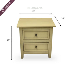 Kavya Wooden Bedside Table - Bedsides - Gharaana