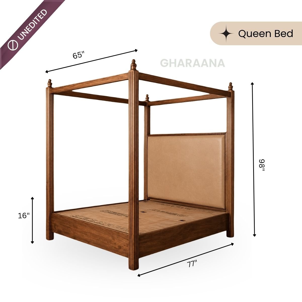 Dawn 100% Solid Wood Poster Bed - Beds - Gharaana