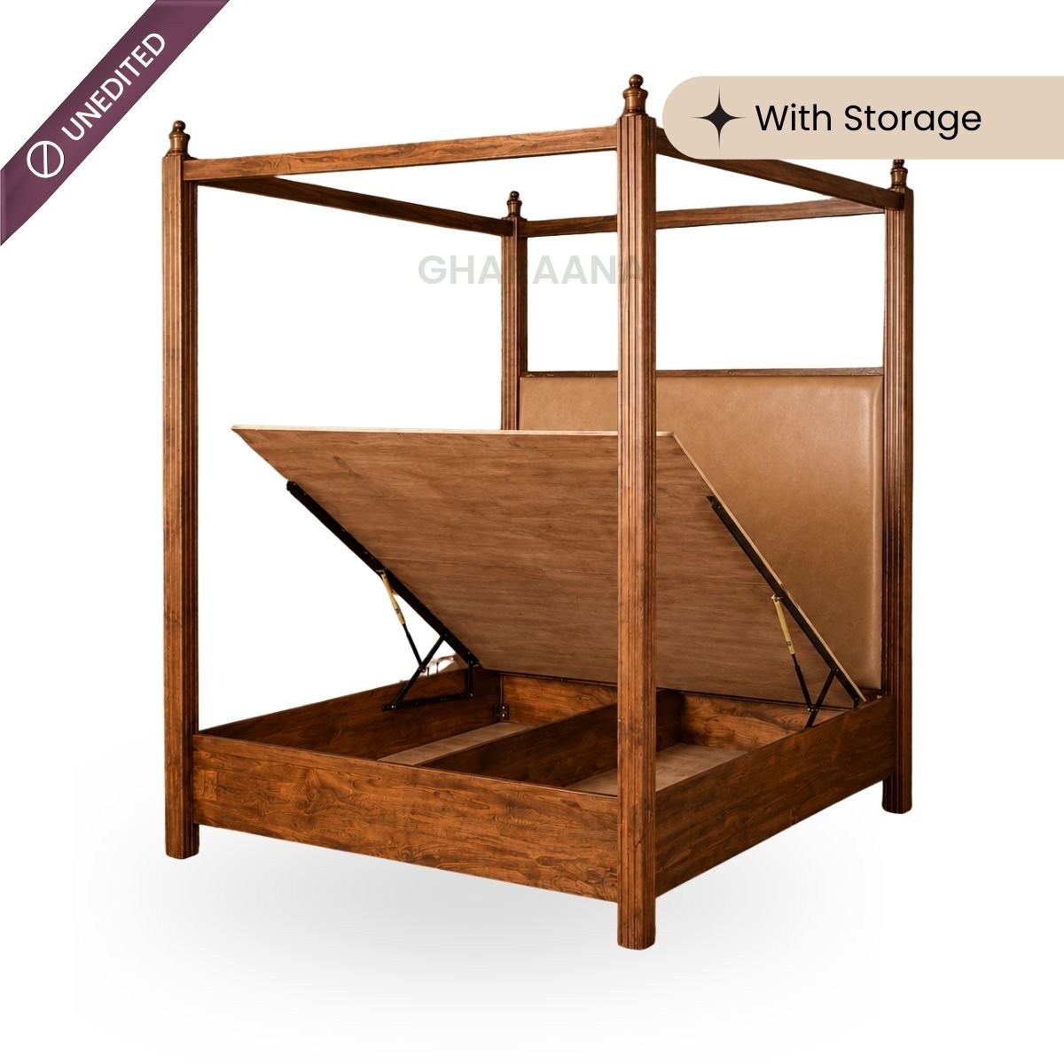 Dawn 100% Solid Wood Poster Bed - Beds - Gharaana