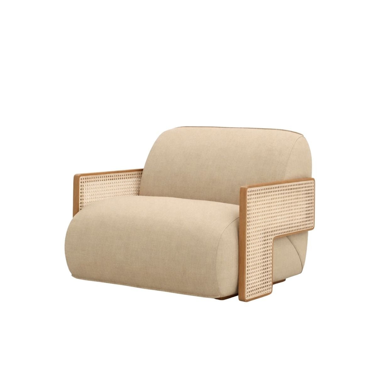 Samaara Wooden Plush Armchair - Armchairs - Gharaana
