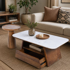 Spectra Marble top s/2 Nesting Centre Tables - Centre Tables - Gharaana